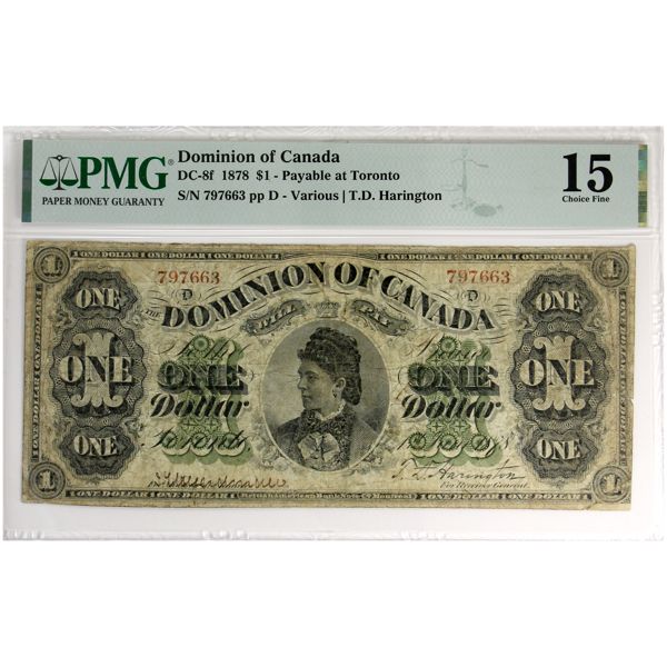 DC-8f 1878 $1 PMG F15 Various-Harington SN: 797663 pp D