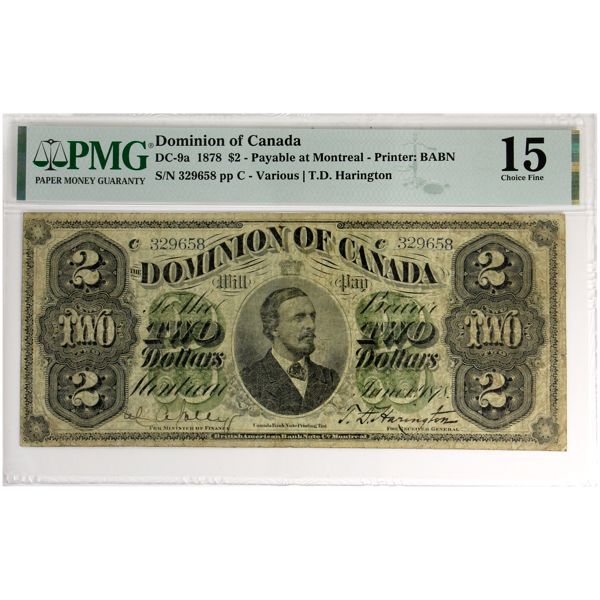 DC-9a 1878 $2 PMG F15 Various-Harington, Payable at Montreal SN: 329658 pp C