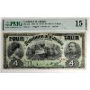 Image 1 : DC-17b 1902 $4 PMG F15 Four at Top Left & Right Various-Boville SN: 311339 pp B (Minor Rust)