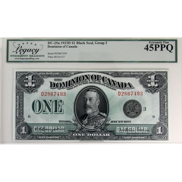 DC-25n 1923 $1 Legacy EF45 PPQ Campbell-Sellar, Black Seal, Group 3, Series D SN: D2867493