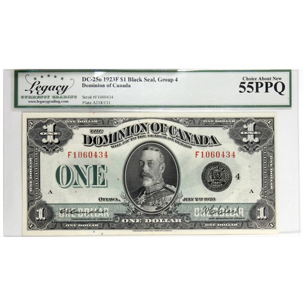 DC-25o 1923 $1 Black Seal Legacy Choice AU55 PPQ, Group 4, Series F
