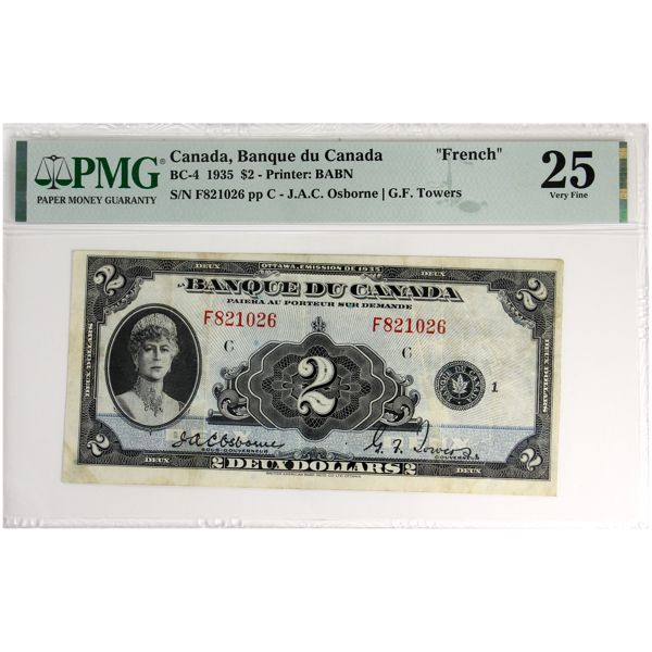 BC-4 1935 $2 French PMG VF25 Osborne-Towers SN: F821026 pp C