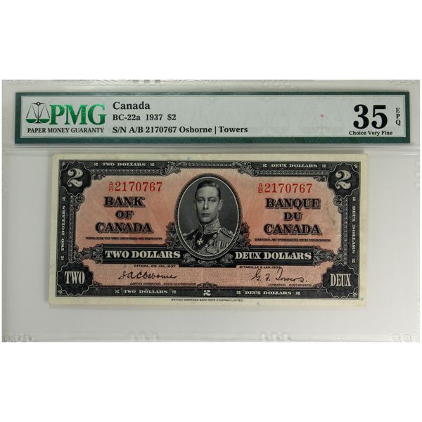 BC-22a 1937 $2 PMG VF35 EPQ Osborne-Towers SN: A/B2170767