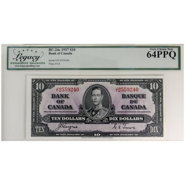 BC-24c 1937 $10 Legacy CUNC64 PPQ Coyne-Towers SN: J/T2559240