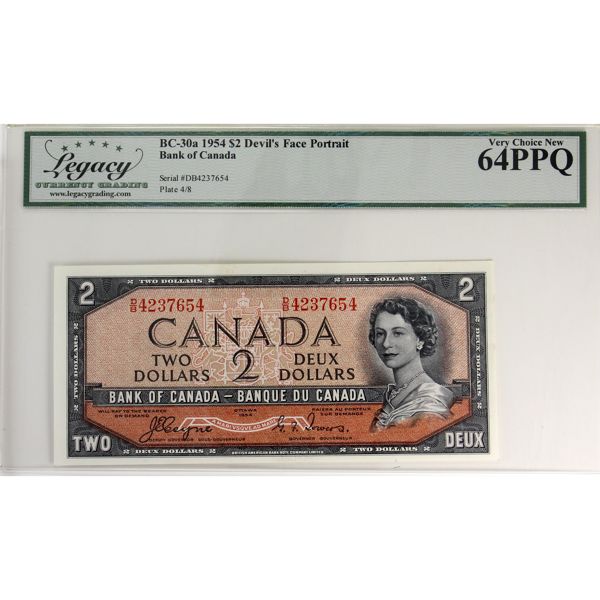 BC-30a 1954 $2 Devil's Face Legacy CUNC64 PPQ Coyne-Towers SN: D/B4237654