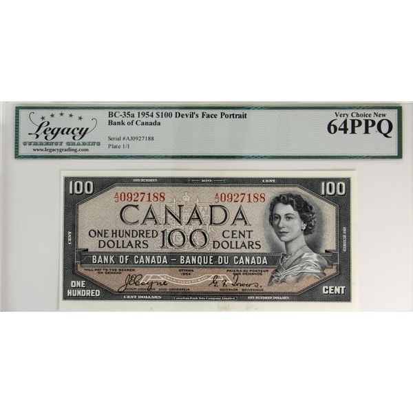 BC-35a 1954 $100 Devil's Face Legacy CUNC64 PPQ Coyne-Towers SN: A/J0927188