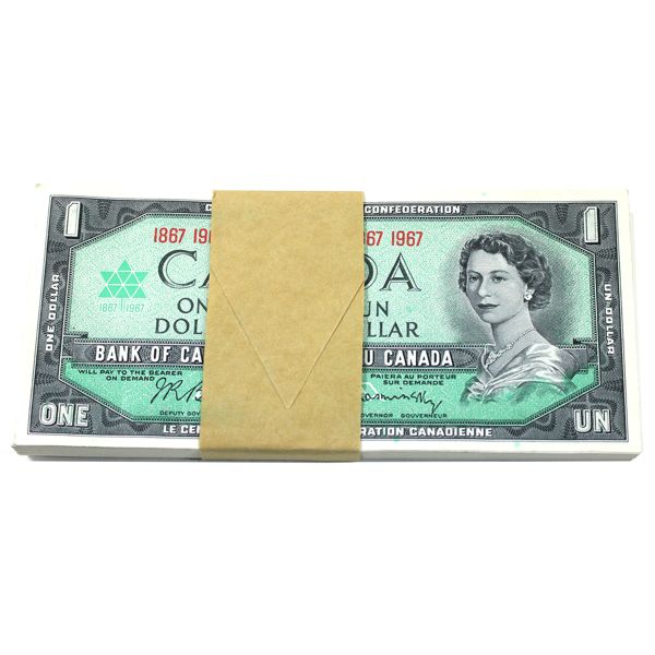 Bundle BC-45a 1967 (1867-1967) Beattie-Rasminsky Bank Bundle of 100 Notes