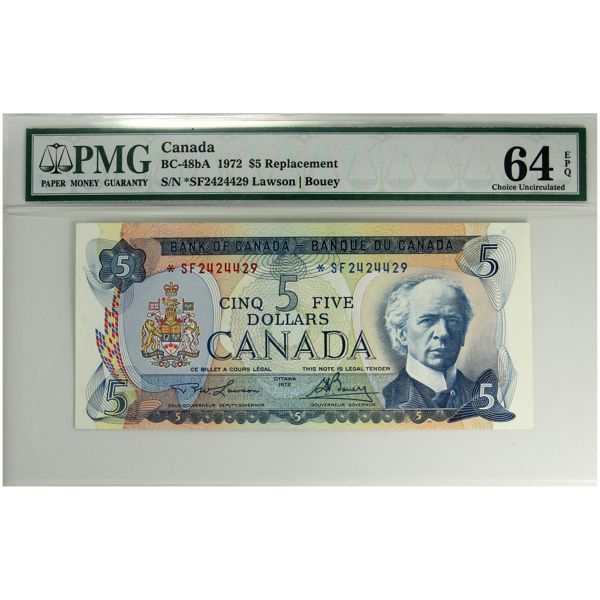 BC-48bA 1972 $5 *SF PMG CUNC64 EPQ Lawson-Bouey Replacement SN: *SF2424429