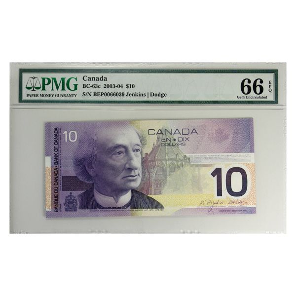 BC-63c 2003-04 $10 PMG GEM UNC66 EPQ Jenkins-Dodge SN: BEP0066039