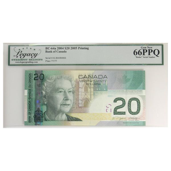 RADAR BC-64a 2004 $20 ALR6686866 Legacy GEM UNC66 PPQ Jenkins-Dodge. 2-Digit Radar (2005 Printing)