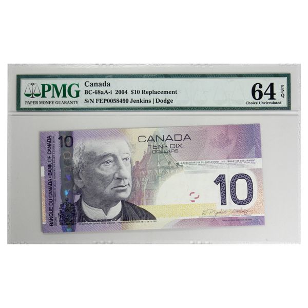 BC-68aA-i 2005 $10 FEP Replacement PMG CUNC64 EPQ Jenkins-Dodge SN: FEP0058490