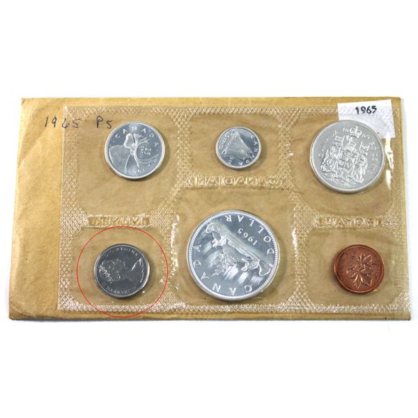 ERROR 1965 Pointed 5 Proof-Like Set with Flipped 5-cent Piece in Mint Plastic