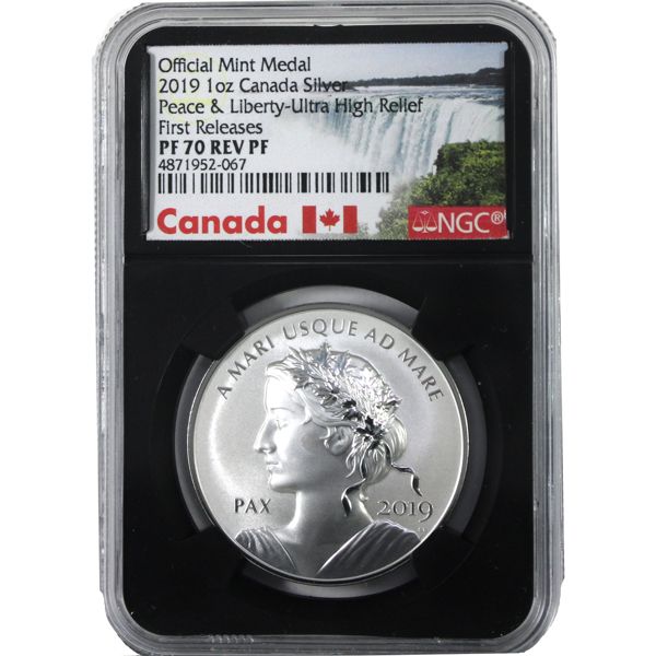 2019 1oz Peace & Liberty Medal Ultra High Relief NGC PF70 REV PF First Releases (Tax Exempt)