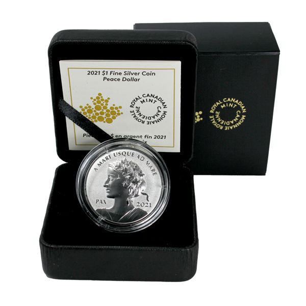 2021 $1 Peace Dollar Fine Silver Ultra High Relief, Reverse Proof Coin. 4398/5000 (Tax Exempt) 