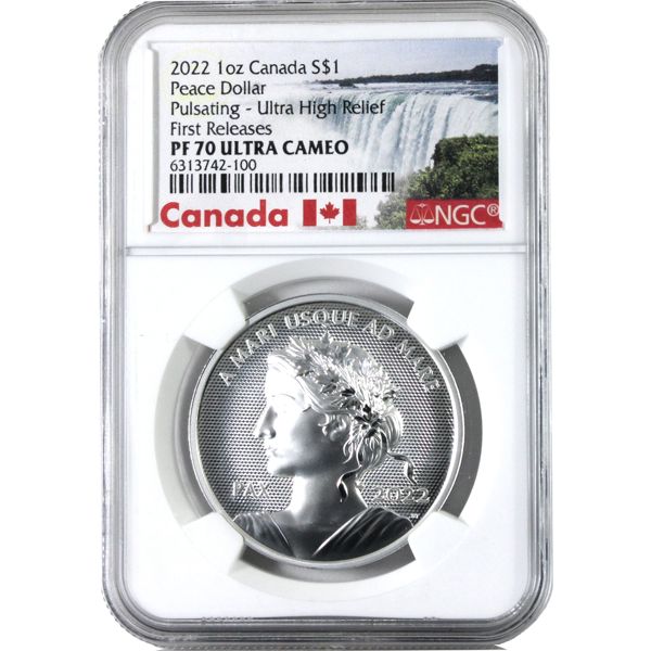 2022 1oz Pulsating Peace Dollar Ultra High Relief NGC PF70 Ultra Cameo First Releases (Tax Exempt)