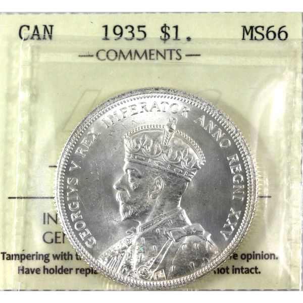 Silver $1 1935 ICCS MS66