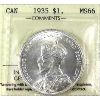 Image 1 : Silver $1 1935 ICCS MS66