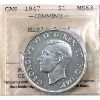 Image 1 : Silver $1 1947 Maple Leaf ICCS MS63