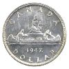 Image 3 : Silver $1 1947 Maple Leaf; Double HP ICCS MS63. Nice Full White Key Variety Coin!