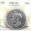 Image 1 : Silver $1 1948 ICCS MS60. Stunning Mirror-Like Surface