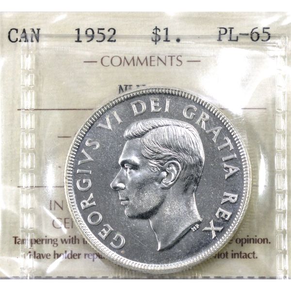 Silver $1 1952 NWL ICCS PL65