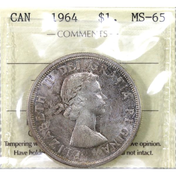 Silver $1 1964 ICCS MS65