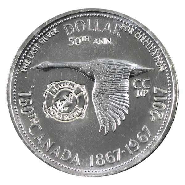 Silver $1 1967 CTSP Canada 150, Halifax Explosion-Anchor & Buoy Stamp. Limited Mintage of 200