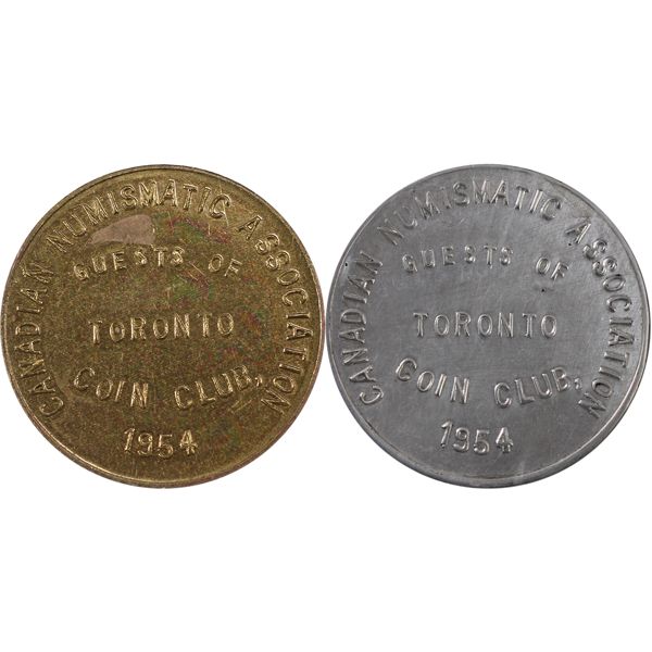 Canadian Numismatic Association. 1954 Silver (.925) Restrike TO & 1954 Brass Restrike TO. 2pcs