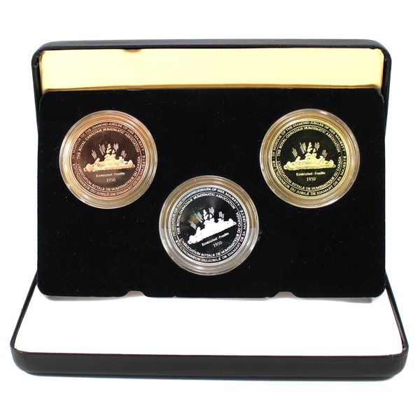 RCNA 2012 LE Queen Elizabeth II Diamond Jubilee 3-Piece Medallion Set, 44mm