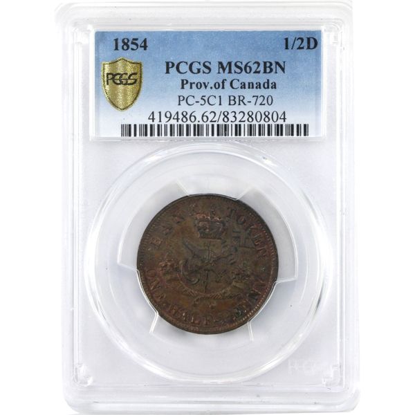 BR-720, PC-5C1 1854 PCGS MS62 Brown