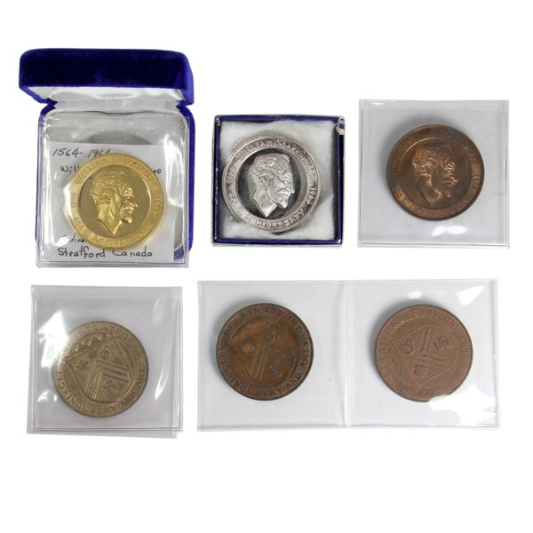 Canada c.1964 Stratford Festival Tokens, 40mm. Includes Scarce Gold Version! 6pcs.