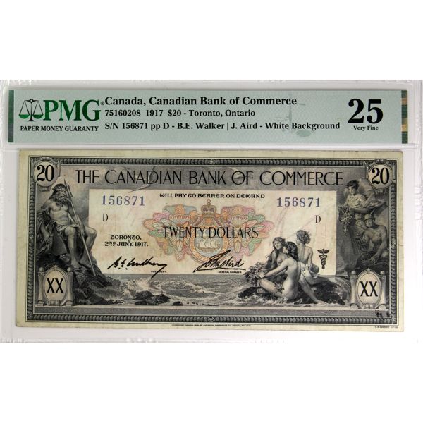 75-16-02-08 1917 $20 Canadian Bank of Commerce PMG VF25. Walker-Aird