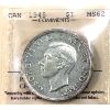 Image 1 : Silver $1 1945 ICCS MS62