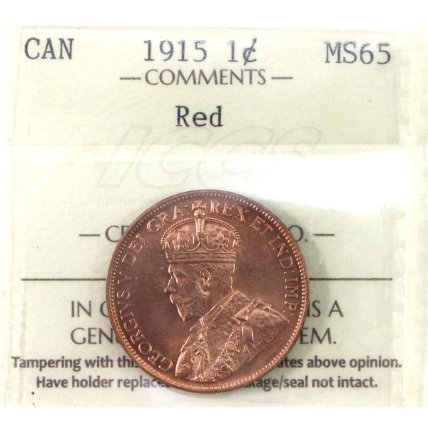 1-cent 1915 ICCS MS65 Red