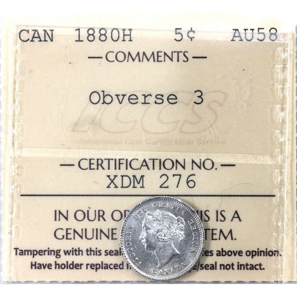 5-cent 1880H Obverse 3 ICCS AU58