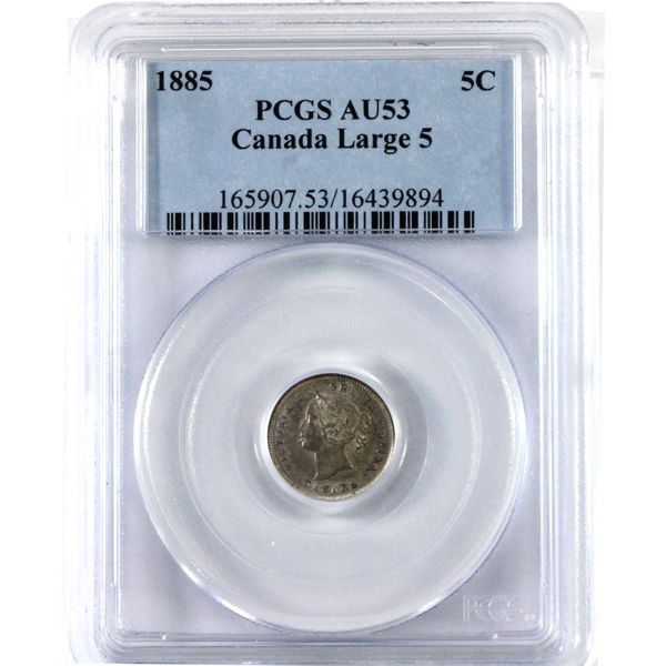 5-cent 1885 Large 5 PCGS AU53