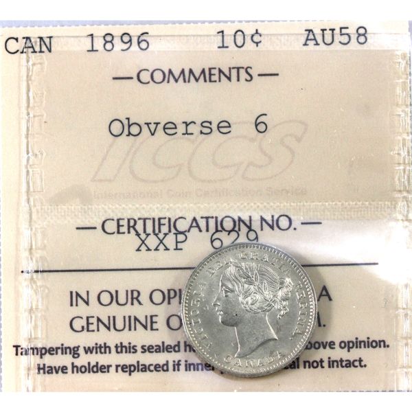 10-cent 1896 Obverse 6 ICCS AU58