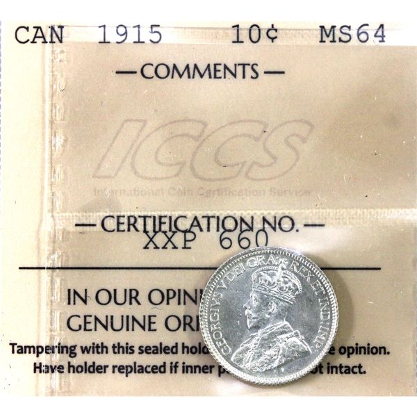 10-cent 1915 ICCS MS64