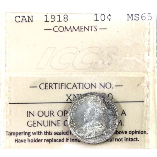 10-cent 1918 ICCS MS65