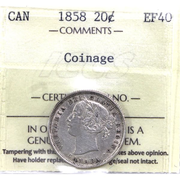20-cent 1858 Coinage ICCS EF40