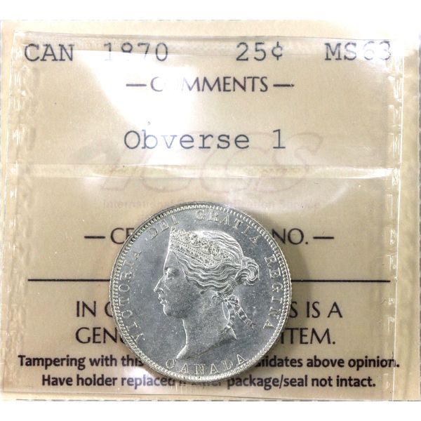 25-cent 1870 Obverse 1 ICCS MS63