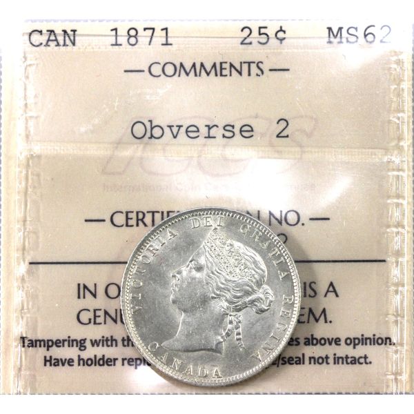 25-cent 1871 Obverse 2 ICCS MS62