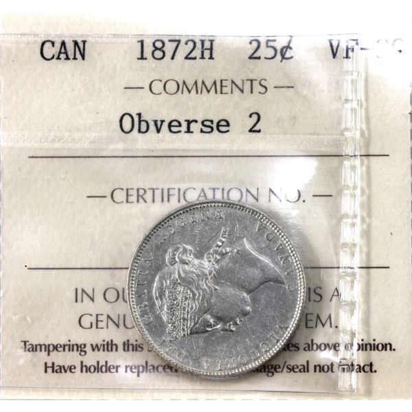 25-cent 1872H Obverse 2 ICCS VF-30