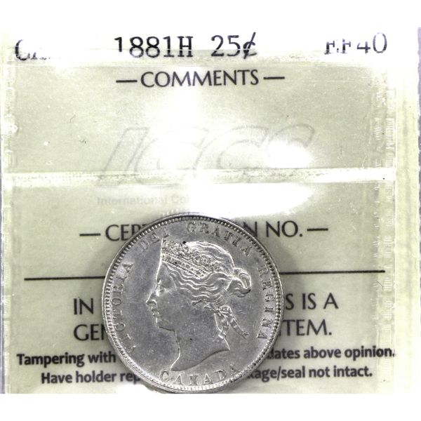 25-cent 1881H ICCS EF40. Luminous Lustre