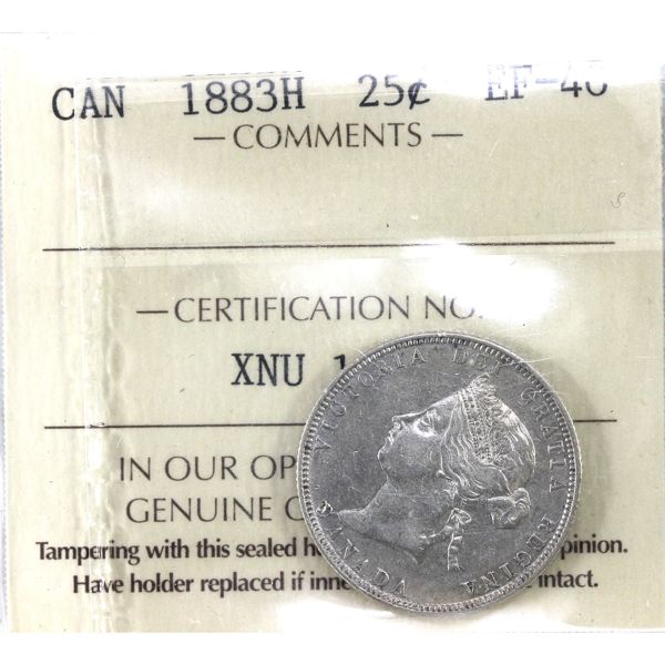 25-cent 1883H ICCS EF40