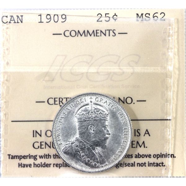 25-cent 1909 ICCS MS62