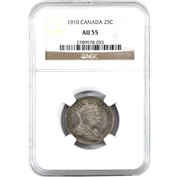 25-cent 1910 NGC AU55