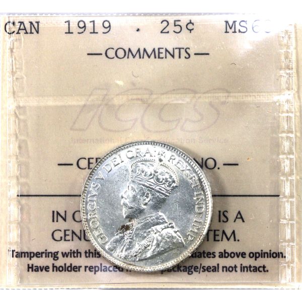 25-cent 1919 ICCS MS63