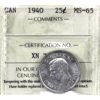 Image 1 : 25-cent 1940 ICCS MS65 