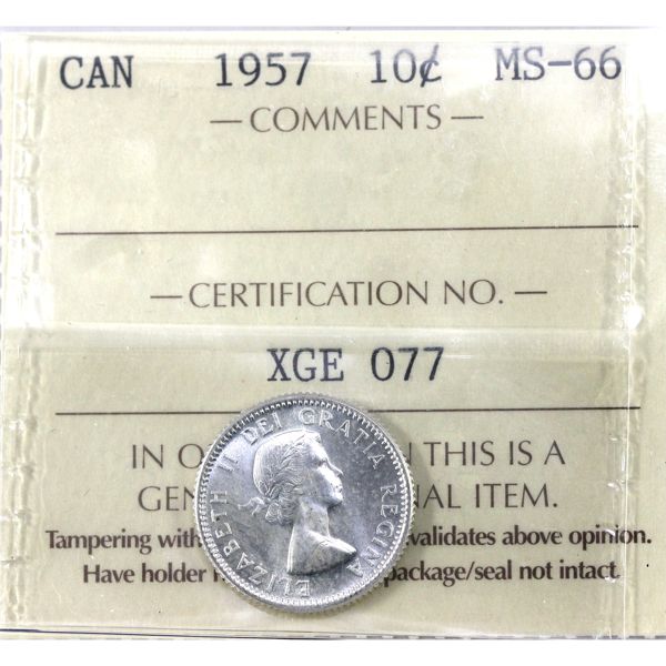 10-cent 1957 ICCS MS66